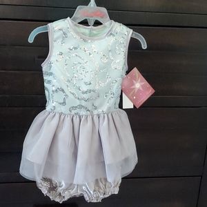 Turquoise and grey dress with shorts/diaper cover
